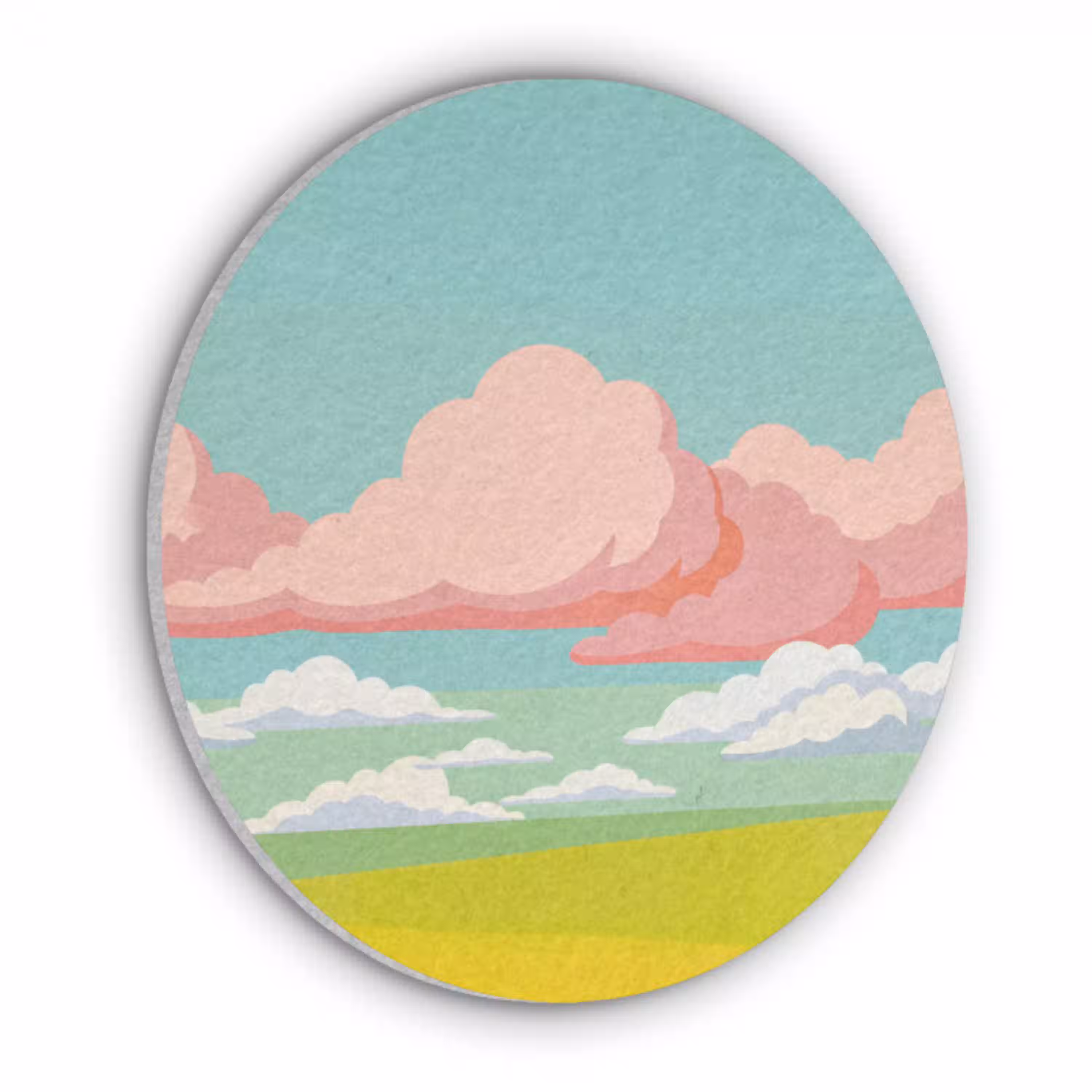 Wolken - Roze - Natuur - Modern - Pastel Akoestische PET Vilt - Rond klein -3d