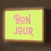 Groen - Roze bonjour - art-deco Light Box met batterij (Wandlamp) middel -z3d_website