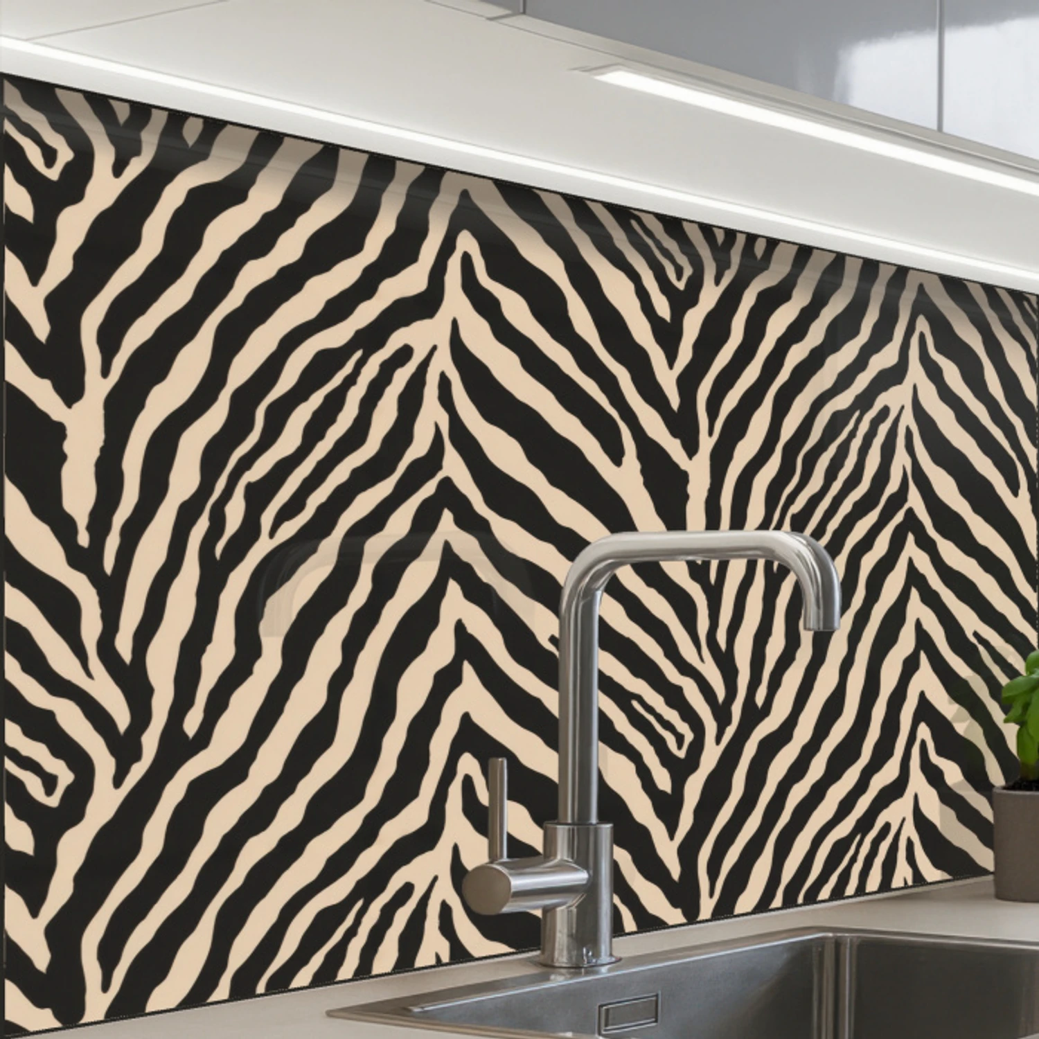 Zebra - Klassiek - Zwart keuken achterwand 2 middel 865 -zzzz3d_schuin