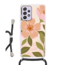 Grafisch - Bloemen - Roze Hoesje Samsung Galaxy A52 5G met koord klein -3d