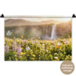 Vlinders - Waterval - Bloemenveld Wandkleed katoen klein -t3d_DE