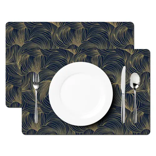 Abstract - Lijnen - Blauw - Goud Placemat vinyl groot 368 -zzsfeer2_Kitchenyeah-website