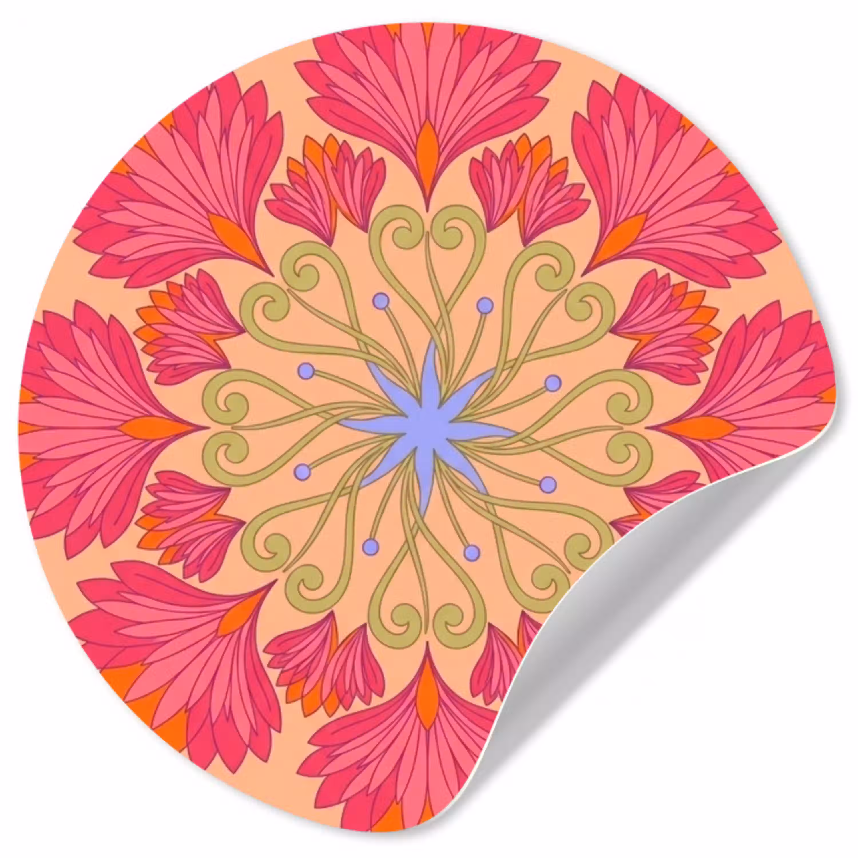Bloemen - Patroon - Abstract - Roze - Decoratief Wandcirkel behangsticker klein -3d