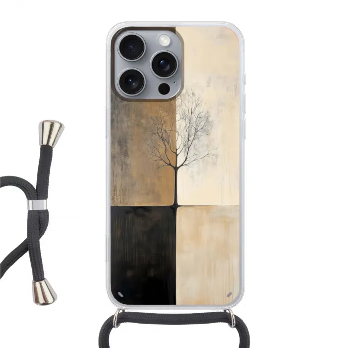 Boom - Vlakken - Takken - Kleurverloop Hoesje iPhone 16 Pro Max met koord klein -3d