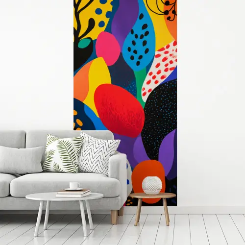 Bloemen - Bladeren - Abstract - Rood fotobehang vinyl groot -woonkamer