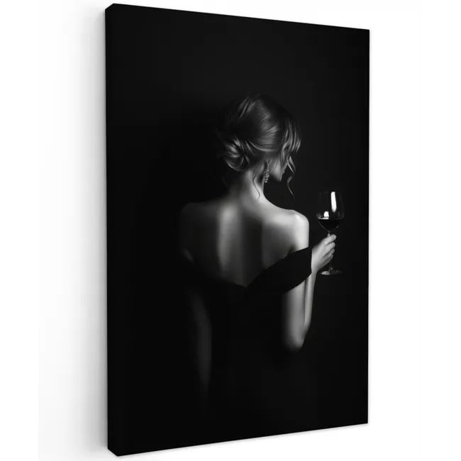 Vrouw - Wijn - Jurk Tuinposter op houten frame 2 cm dik klein -3d