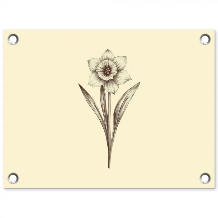 Zwart - Narcis - Illustratie tuinposter los doek klein -3d