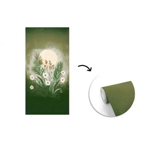Bloemen - Bladeren - Zon - Groen fotobehang vinyl groot -3d