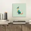 Staart - Dino - Minimalistisch - Blauw aluminium wit klein -sfeer1