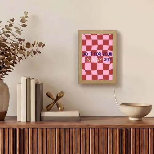 Furture - Geblokt - Rood Light Box met kabel (Tafellamp) klein -sfeer2