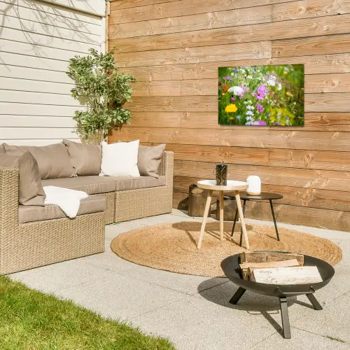 Bloemen - Natuur - Groen - Gras - Paars - Wit Tuinposter op houten frame 2 cm dik klein -sfeer2
