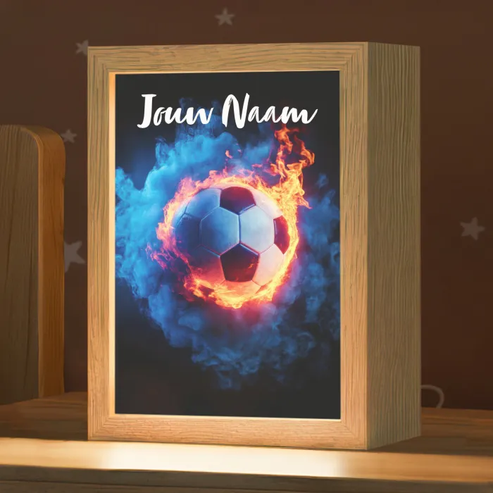 Voetbal - Vuur - IJs - Blauw Light Box met kabel (Kinderlampje) klein -zzz_3d_website