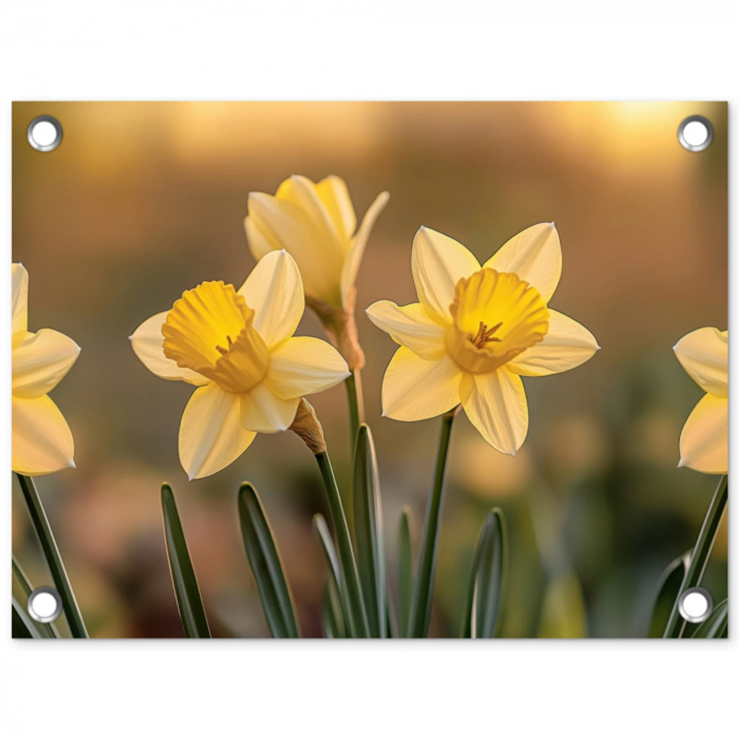 Bloemen - Geel - Wazig tuinposter los doek klein -3d