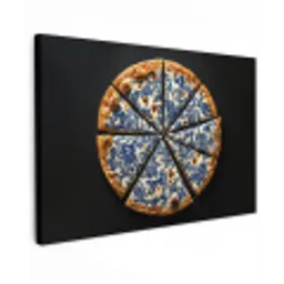 Pizza - Eten - Delftsblauw Tuinposter op houten frame 2 cm dik klein -3d