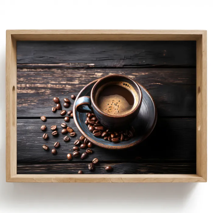 Kop - Koffie - Hout - Bonen Dienblad Rechthoek middel -z3d_shopping