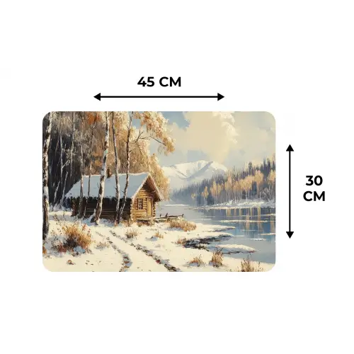 Winter - Sneeuw - Huis - Natuur Placemat vinyl groot -specs
