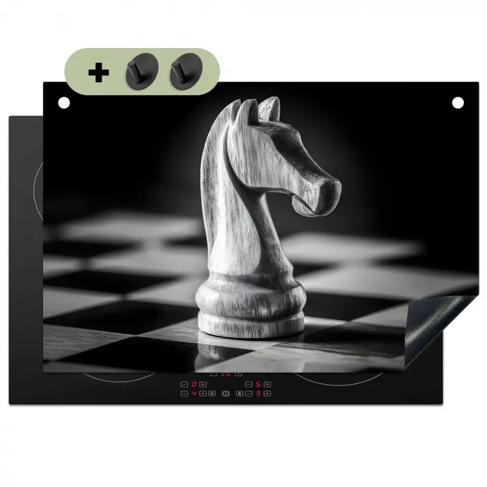 Paard - Hout - Schaalbord - Zwart Inductie beschemer met haakjes klein -3d