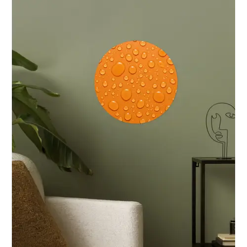 Water - Druppels - Oranje Wandcirkel behangsticker klein -sfeer2
