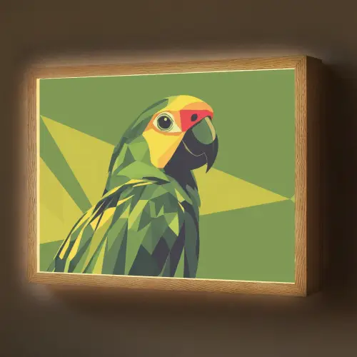 Papegaai - Groen - Snavel - Abstract Light Box met batterij (Wandlamp) middel -z3d_website