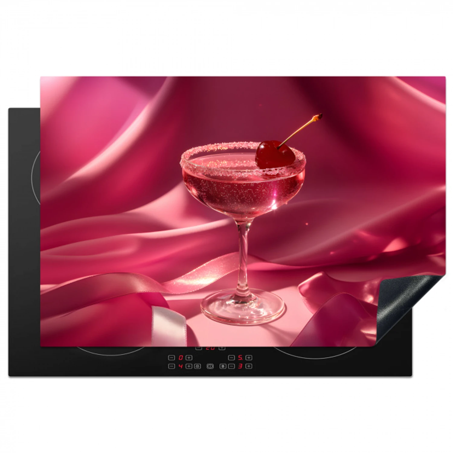 Cocktail - Pink - Luxe Inductie beschermer vinyl 3mm klein -3d