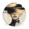 Vrouw - Hoed - Verf Wandcirkel aluminium klein -3d
