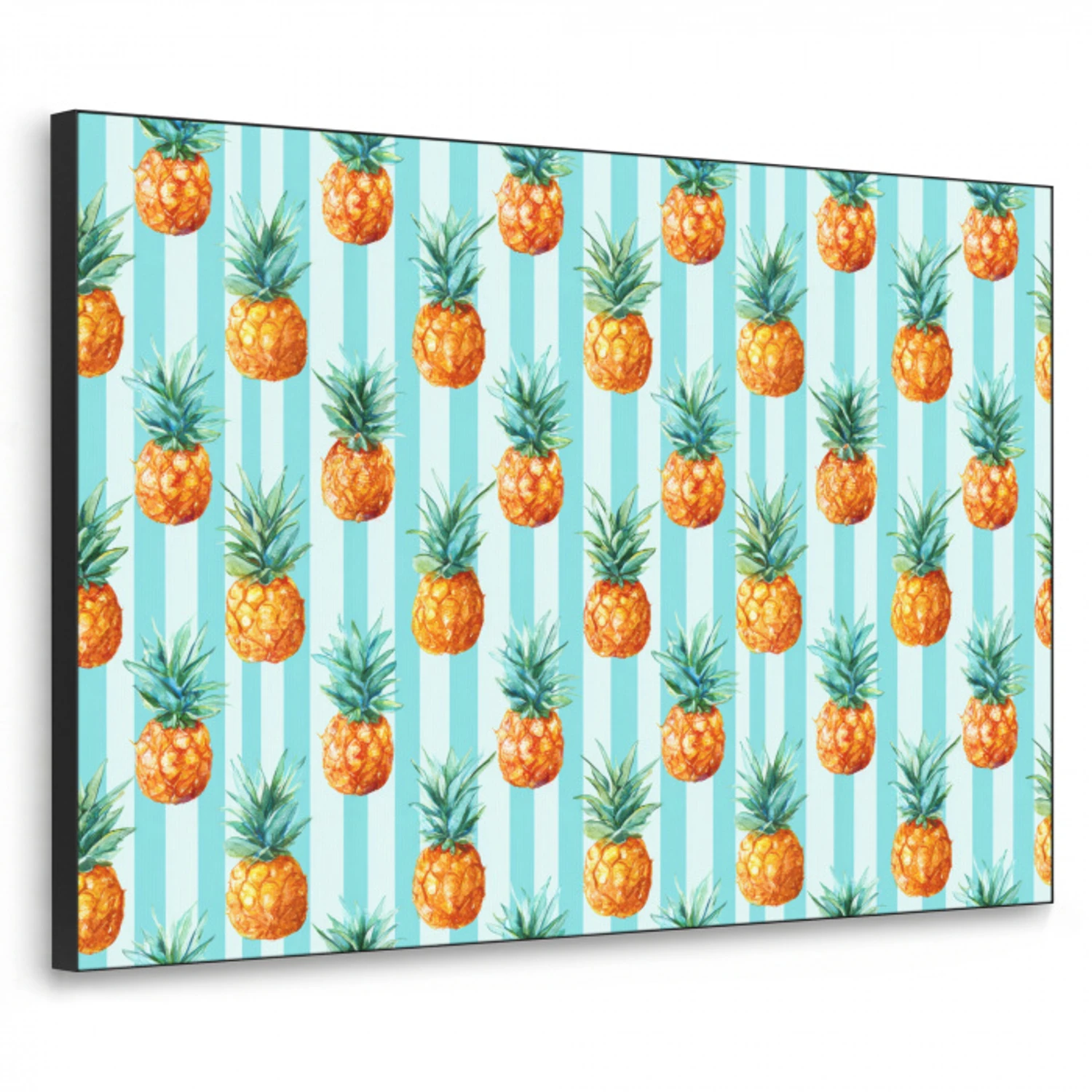 Ananas - Strepen - Groen Textielframe zwart klein 947 -3d