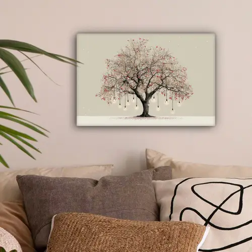 Lichtboom - Winter - Kerst - Meerkleurig canvas 2cm klein -sfeer1