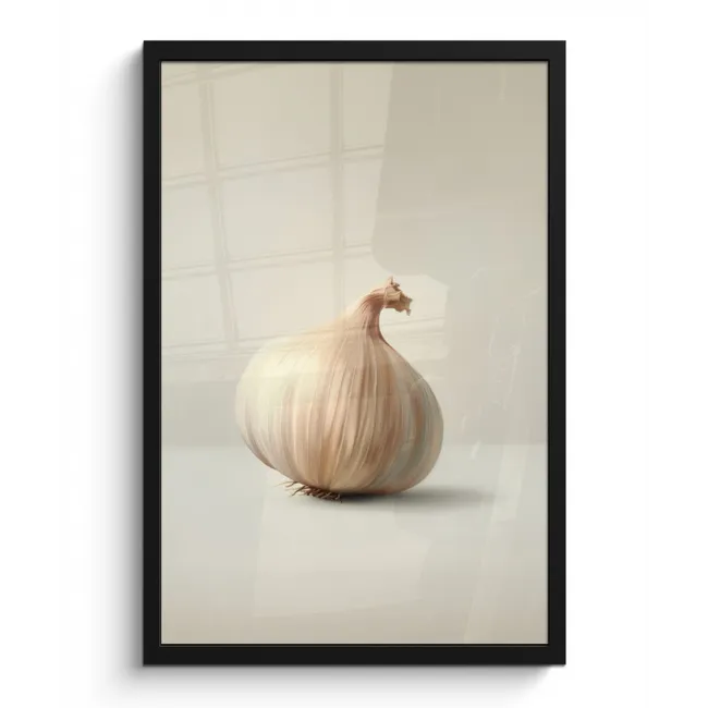 Poster met lijst - Knoflook - Natuurlijk - Beige
