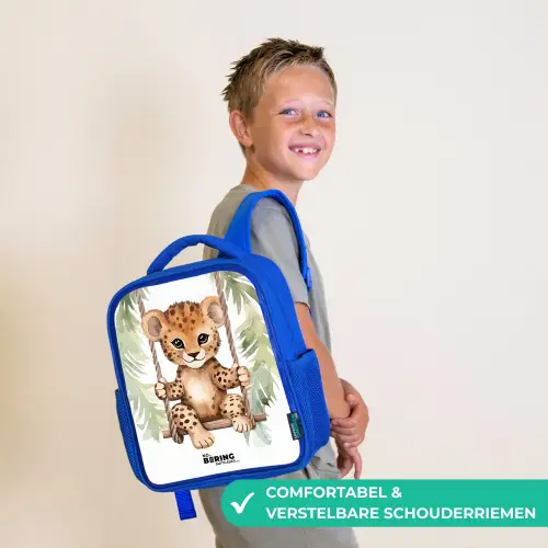 Levi luipaard Kinderrugzak - Blauw middel -sfeer3_NL