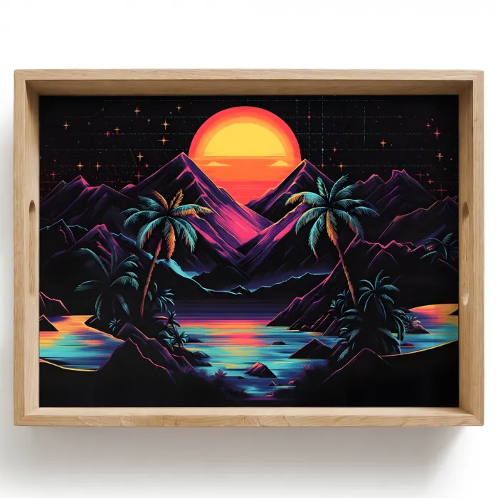Palmbomen - Neonbergen - Sterrenhemel - Zon Dienblad Rechthoek middel -z3d_shopping