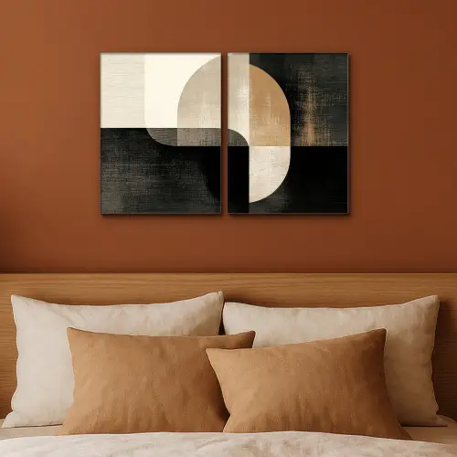 Vormen - Abstract - Goud Canvas - Meerluiken 2 luik klein -sfeer2