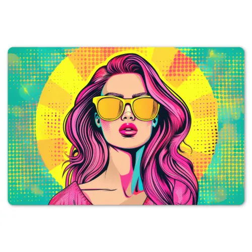 Zonnebril - Vrouw - Zonnig - Geel Placemat vinyl groot -zzsfeer1_Kitchenyeah-website
