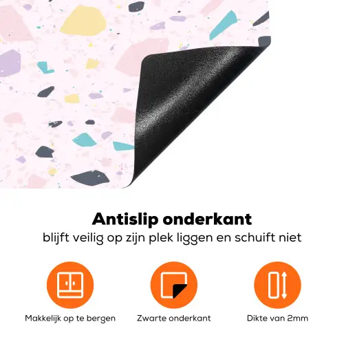 Terrazzo -  Patroon - Zacht - Snoep Inductie beschermer vinyl 3mm klein 276 -zzzzzzz-td-onderkant
