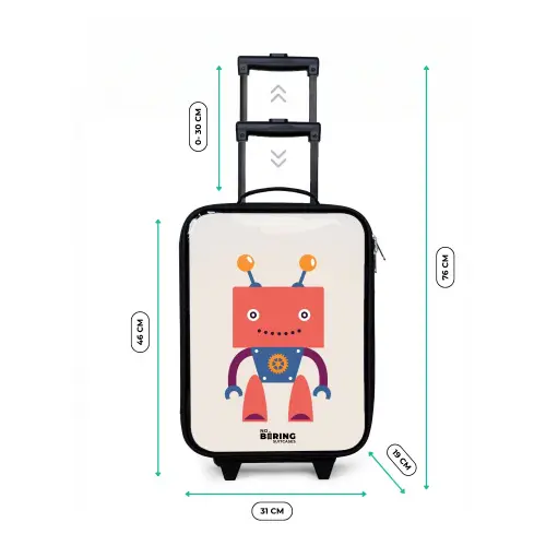 Rode robot met vierkant hoofd Kinderkoffer - Zwart klein -productfoto_formaten