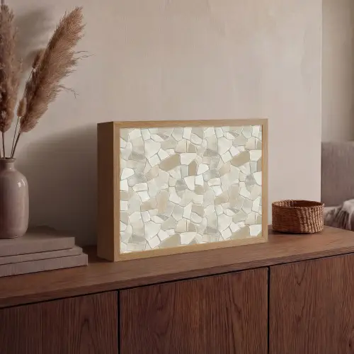 Mozaïek - Stenen - Beige Light Box met batterij (Wandlamp) middel 907 -sfeer2