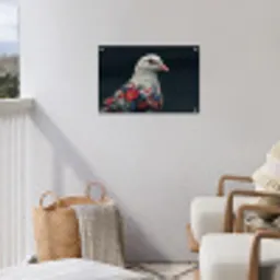 Duif - Bloemen - Wit - Zwart tuinposter los doek klein -sfeer8