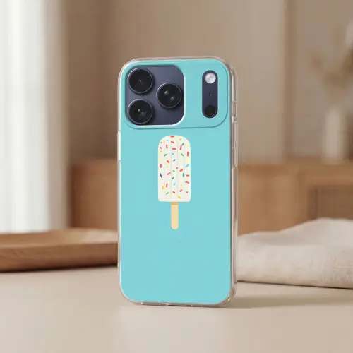 Ijsje - Stokje - Sprinkles - Lichtblauw Telefoonhoesje iPhone 17 Pro klein -sfeer2
