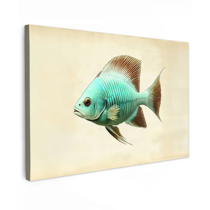 Schubben - Vis - Mint - Minimalistisch canvas 2cm klein -z3d
