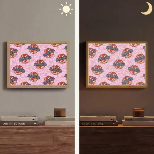 Disco - Bal - Patroon - Roze Light Box met batterij (Wandlamp) middel 907 -sfeer3