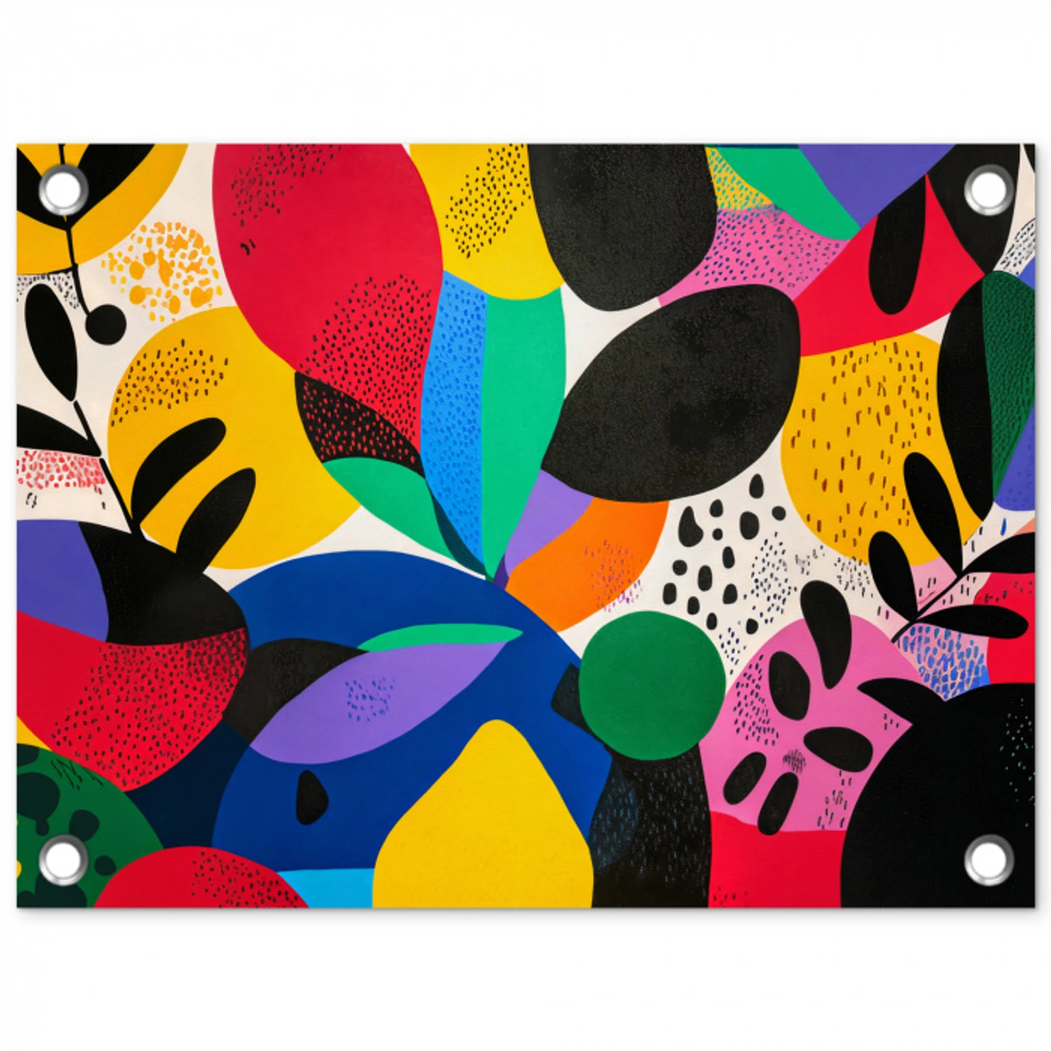 Vormen - Stippen - Kleurrijk tuinposter los doek klein -3d
