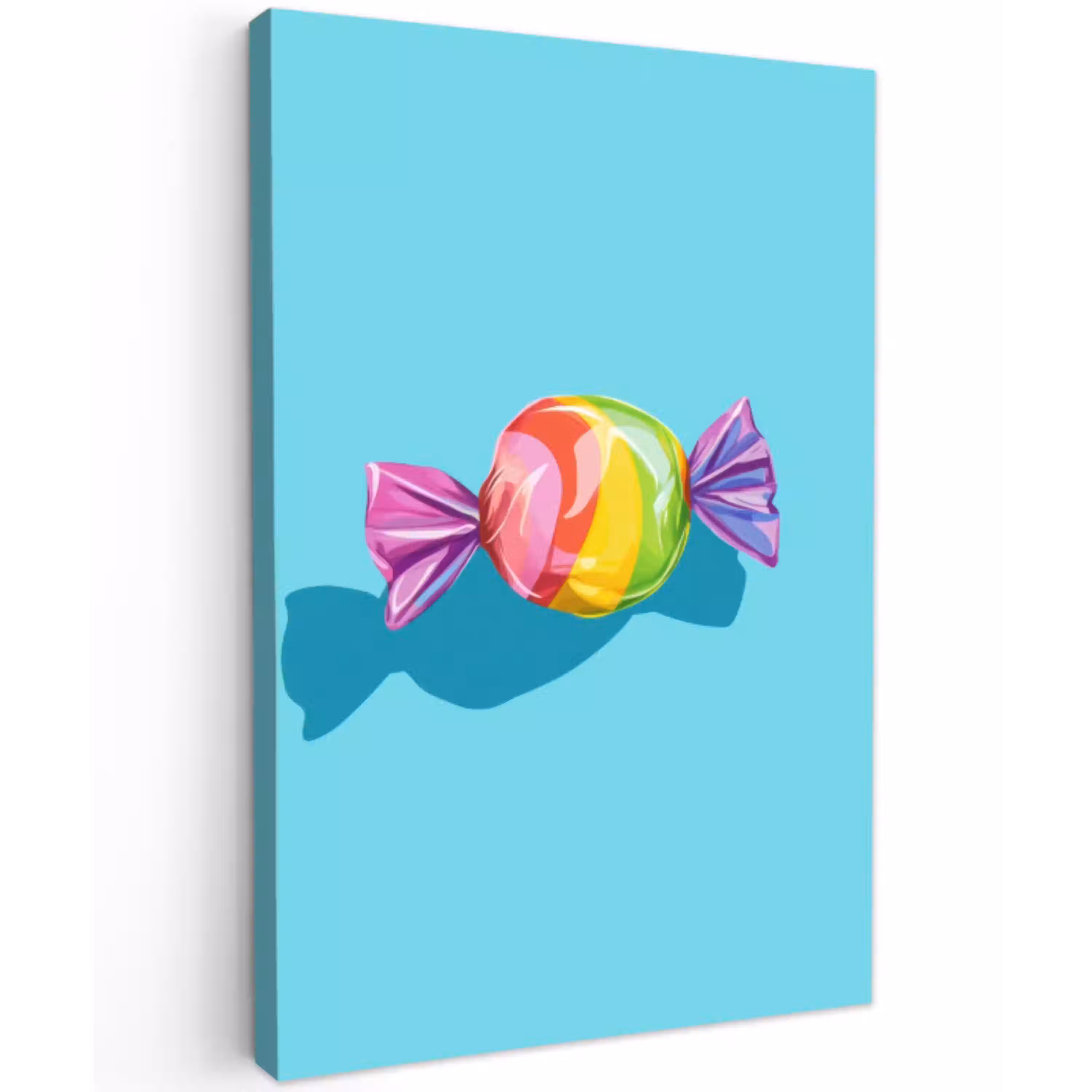 Blauw - Snoep - Regenboog Tuinposter op houten frame 2 cm dik middel -3d