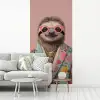 Luiaard - Bloemenprint - Bril - Roze fotobehang vinyl groot -woonkamer