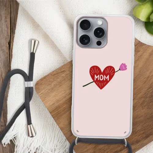 Hart - Rood - Bloem - Moeder Hoesje iPhone 16 Pro Max met koord klein -sfeer4