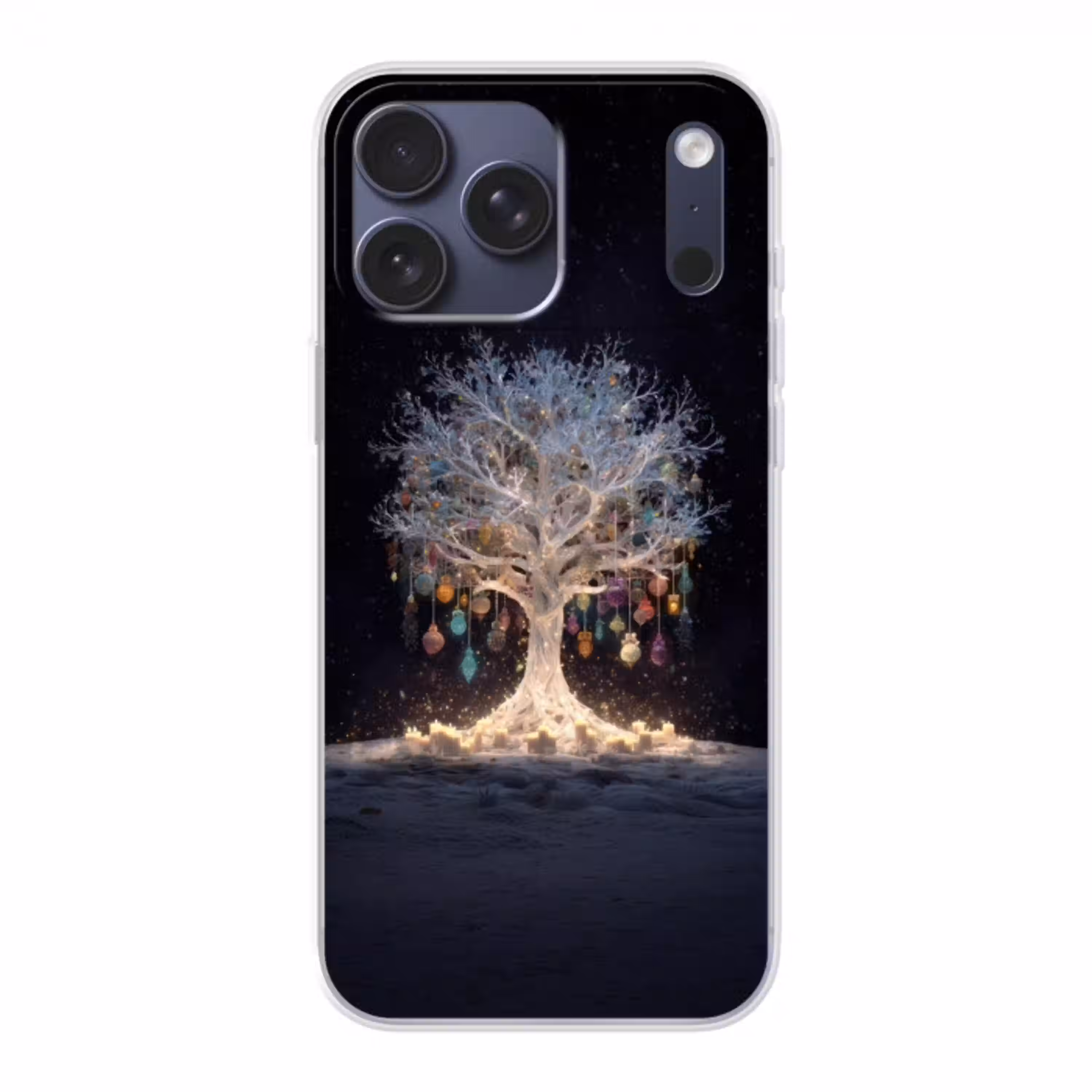 Sneeuwboom  - Lichtjes - Wit - Kleurrijk Telefoonhoesje iPhone 17 Pro Max klein -3d