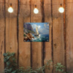 Zeilschip - Zee - Rotsen - Wolken tuinposter los doek klein -sfeer1