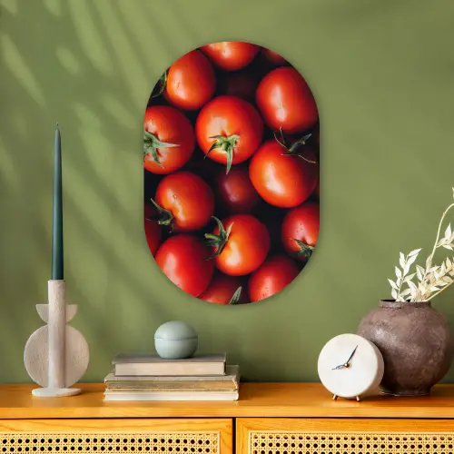 Groente - Rood - Tomaten Wandcirkel Ovaal Forex klein -sfeer2