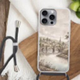Dorp - Brug - Uitzicht - Groen Hoesje iPhone 16 Pro Max met koord klein -sfeer4