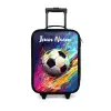 Neon - Voetbal - Kleurrijk Kinderkoffer - Zwart klein -3d