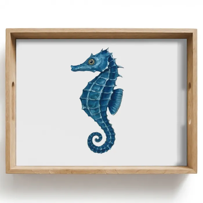 Zeepaardje - Staart - Blauw Dienblad Rechthoek middel -z3d_shopping