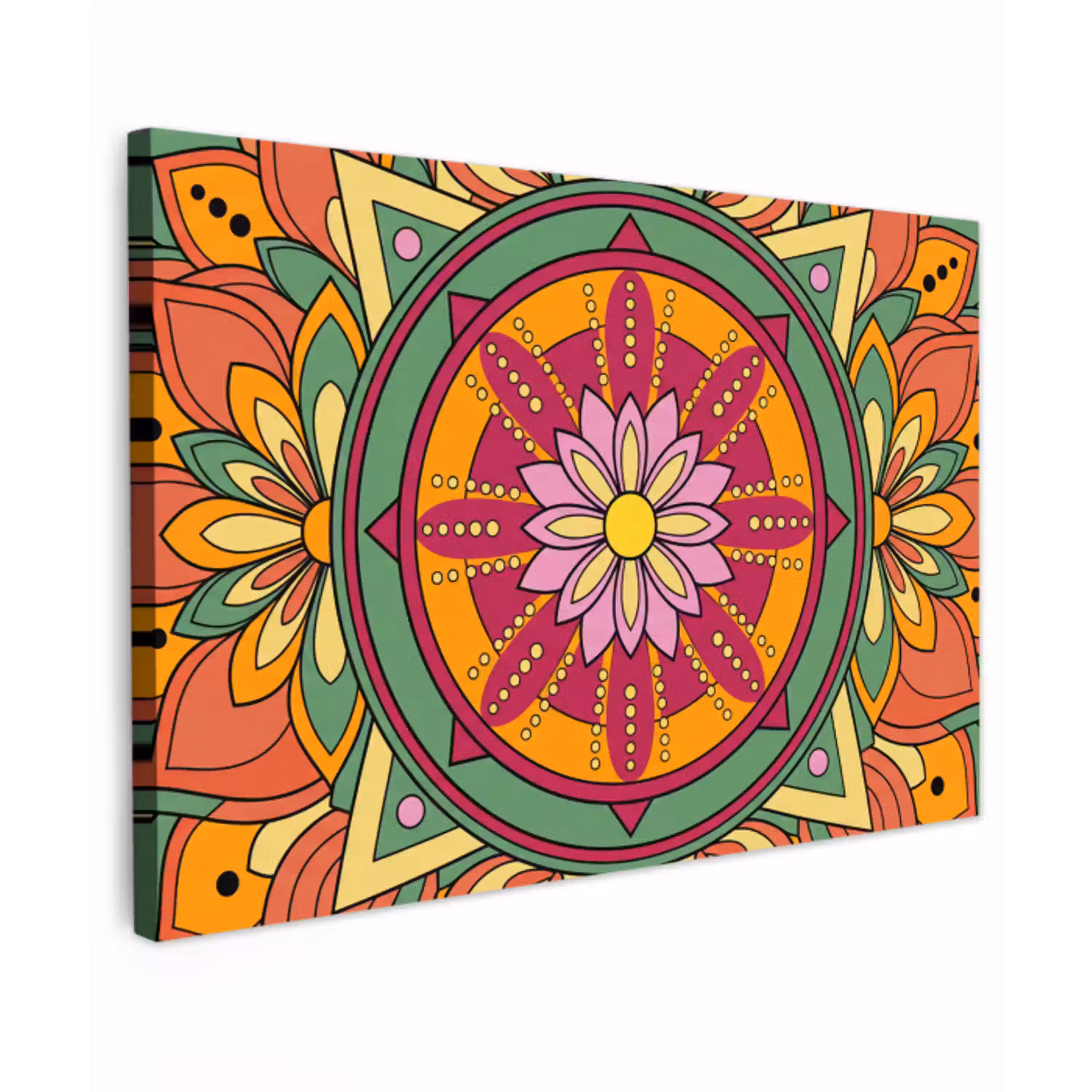 Mandala - Bloemen - Abstract - Kleurrijk Tuinposter op houten frame 2 cm dik klein -3d